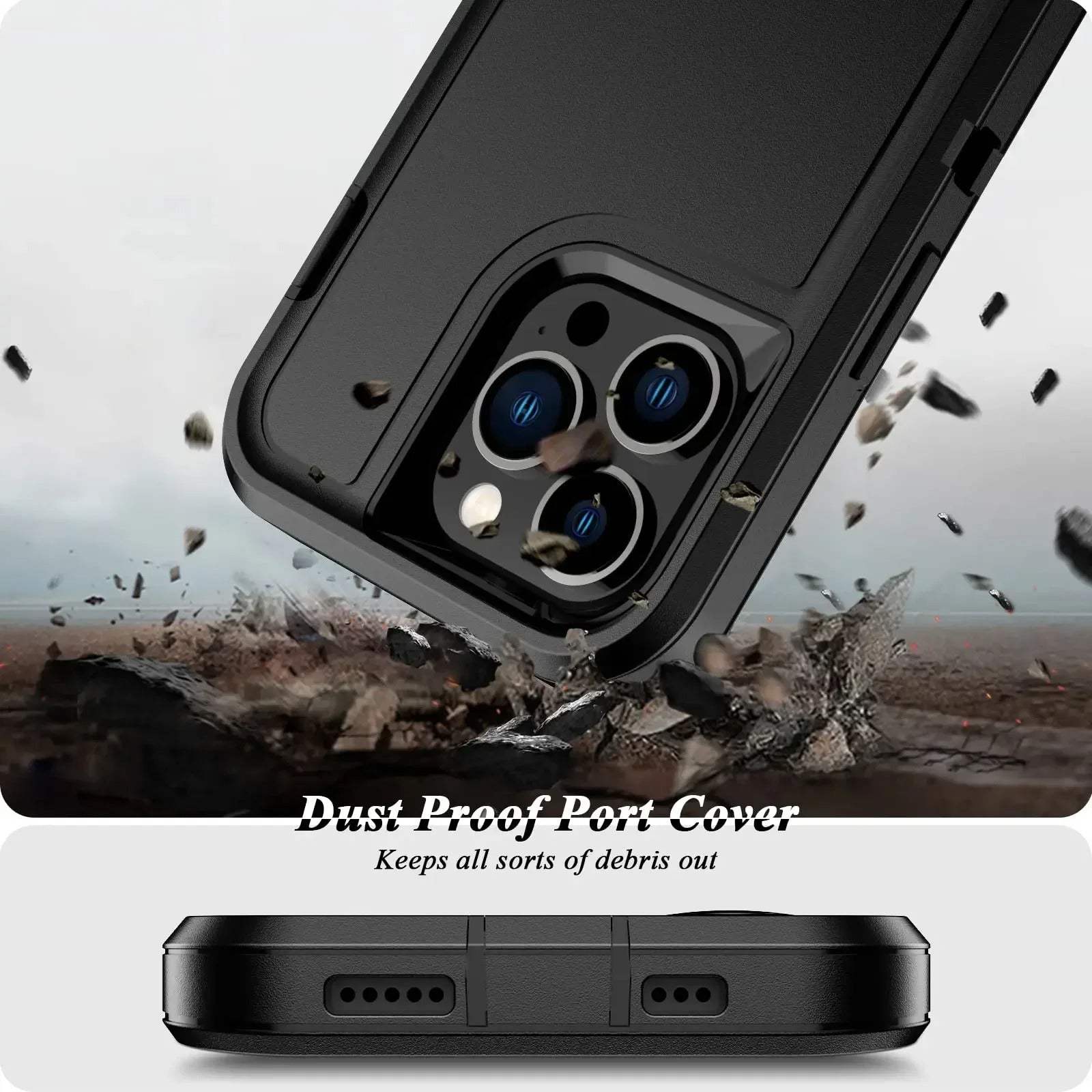 Rugged iPhone Heavy Armor Case — Full Body Shockproof Cover with Kickstand Bracket, Dual Layer Protection, Anti-Fingerprint Scratch-Resistant Non-Slip Design