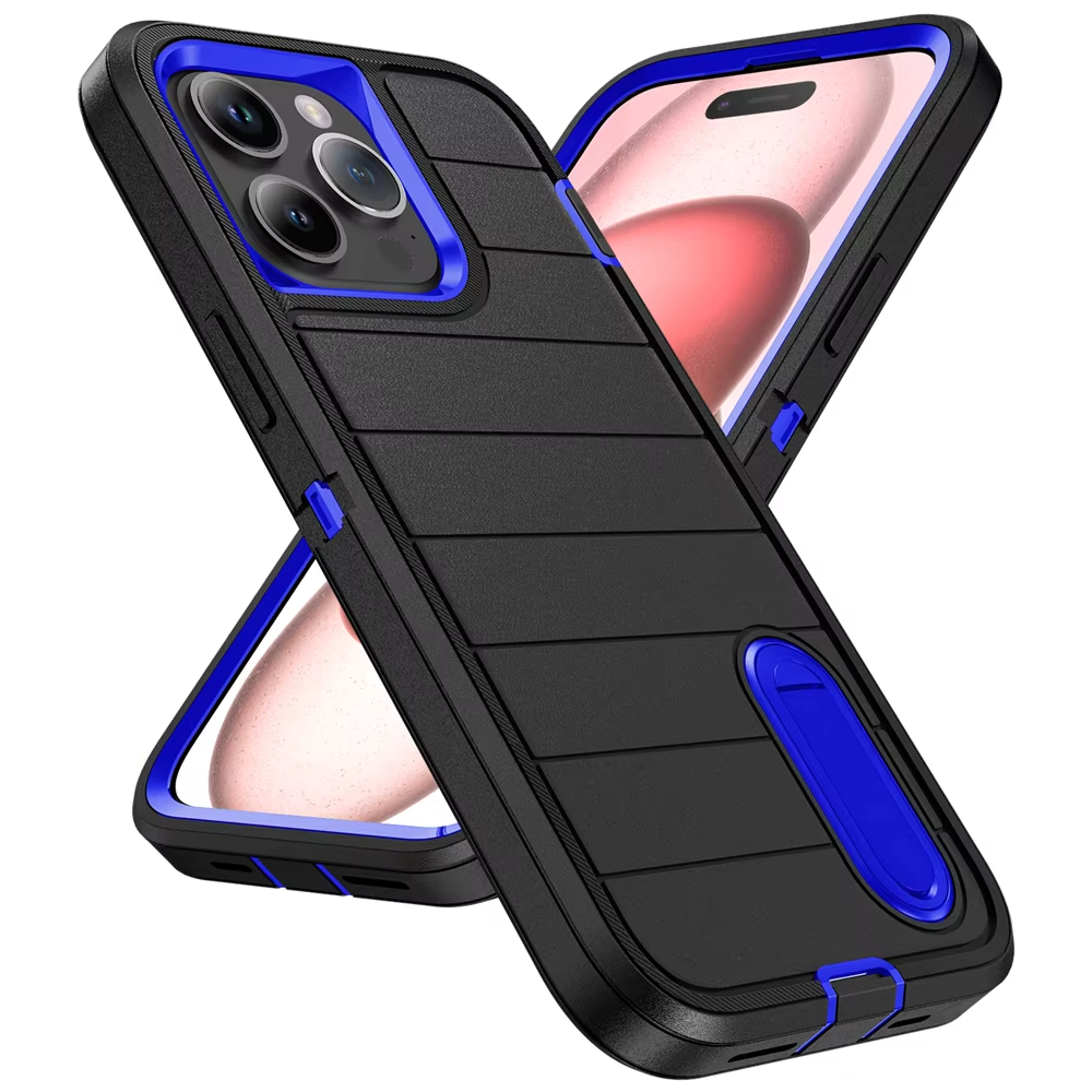 Rugged iPhone Heavy Armor Case — Shockproof Dual Layer Protection with Hard Plastic Bumper and Soft Silicone Back, Anti-Fingerprint Scratch-Resistant Cover