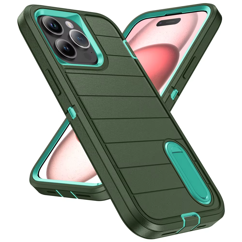 Rugged iPhone Heavy Armor Case — Shockproof Dual Layer Protection with Hard Plastic Bumper and Soft Silicone Back, Anti-Fingerprint Scratch-Resistant Cover
