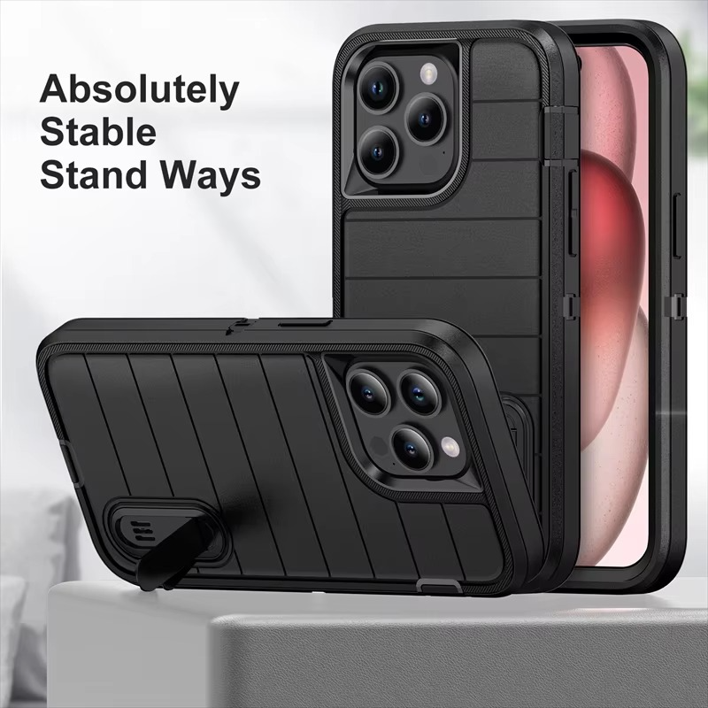 Rugged iPhone Heavy Armor Case — Shockproof Dual Layer Protection with Hard Plastic Bumper and Soft Silicone Back, Anti-Fingerprint Scratch-Resistant Cover