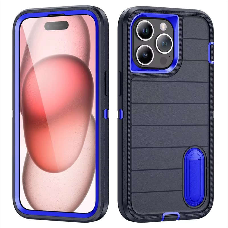 Rugged iPhone Heavy Armor Case — Shockproof Dual Layer Protection with Hard Plastic Bumper and Soft Silicone Back, Anti-Fingerprint Scratch-Resistant Cover
