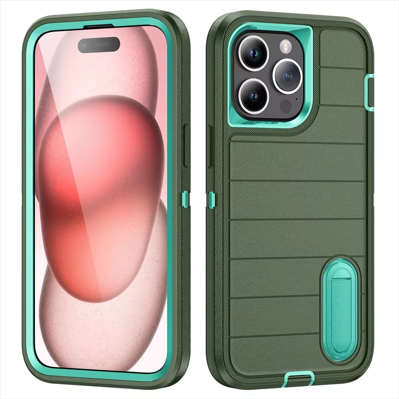 Rugged iPhone Heavy Armor Case — Shockproof Dual Layer Protection with Hard Plastic Bumper and Soft Silicone Back, Anti-Fingerprint Scratch-Resistant Cover
