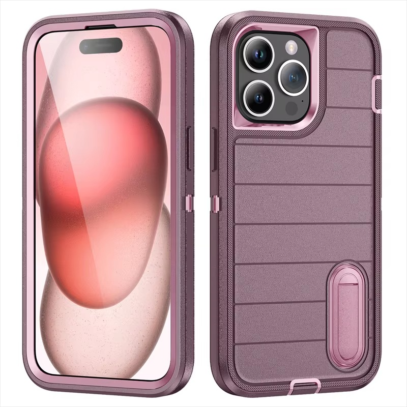Rugged iPhone Heavy Armor Case — Shockproof Dual Layer Protection with Hard Plastic Bumper and Soft Silicone Back, Anti-Fingerprint Scratch-Resistant Cover