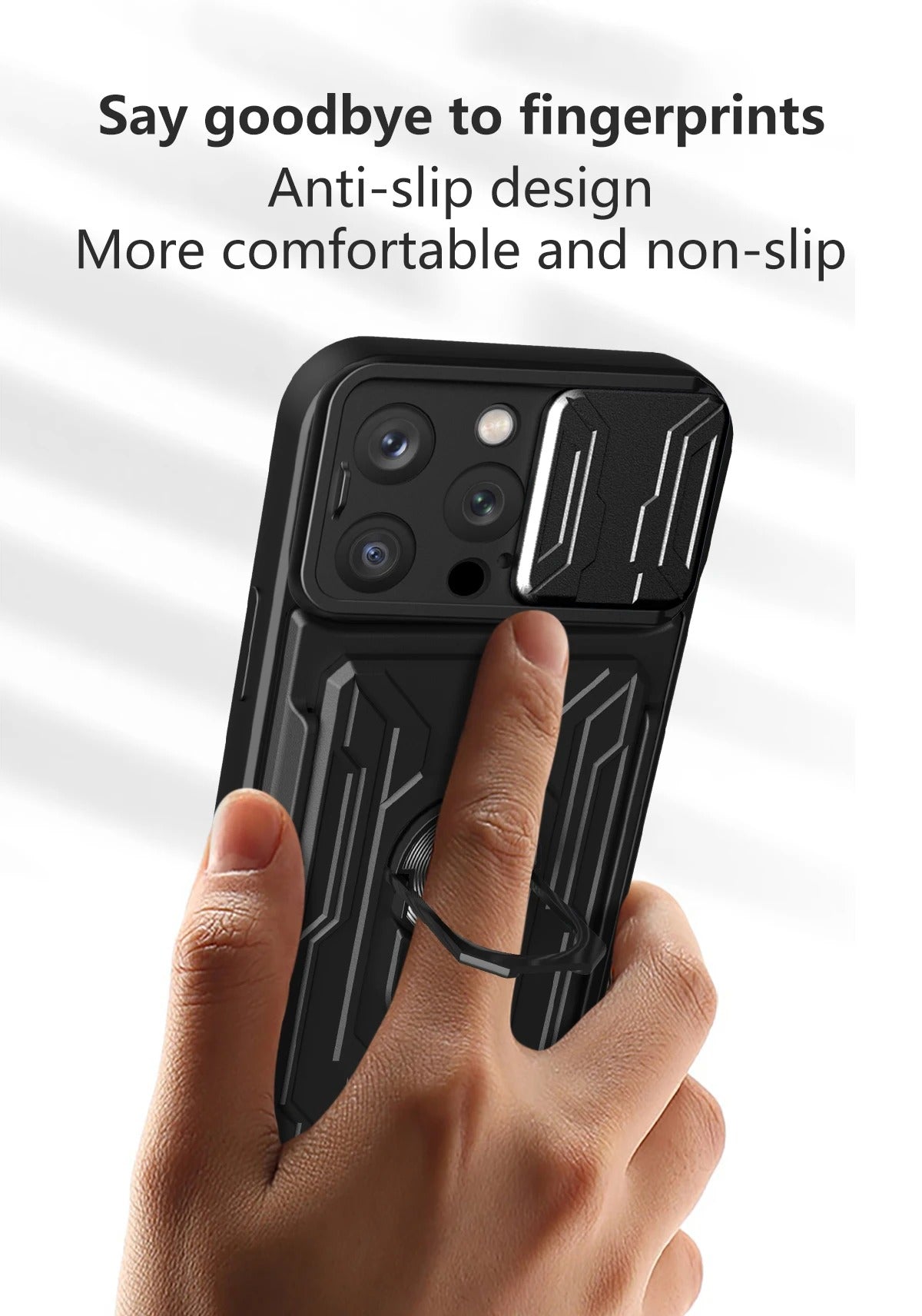 Rugged iPhone Heavy Duty Case with Card Pocket — Dual Layer Shockproof Armor Cover, 360° Ring Stand Holder, Magnetic Mount Compatible, Full Edge Protection