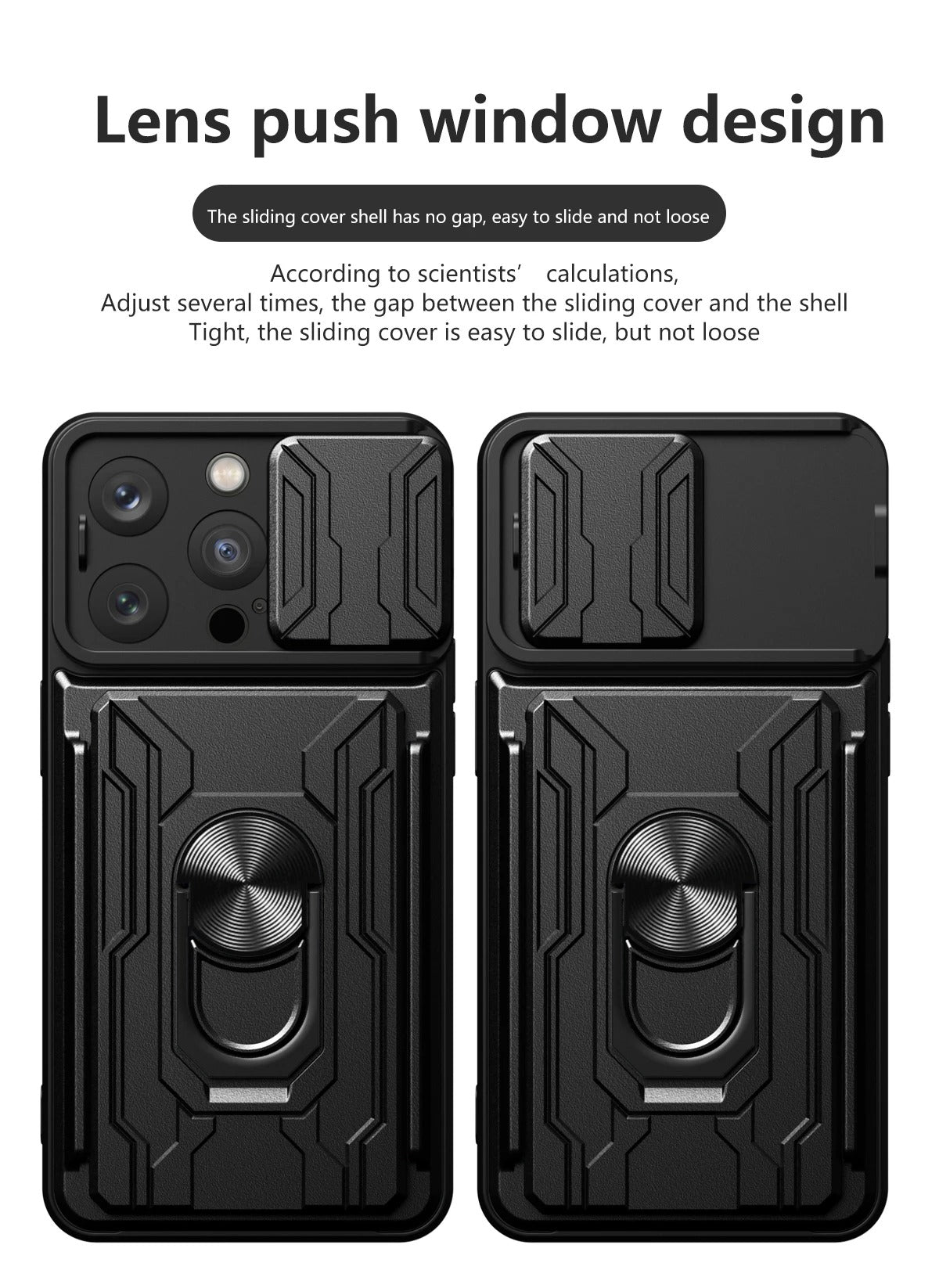 Rugged iPhone Heavy Duty Case with Card Pocket — Dual Layer Shockproof Armor Cover, 360° Ring Stand Holder, Magnetic Mount Compatible, Full Edge Protection