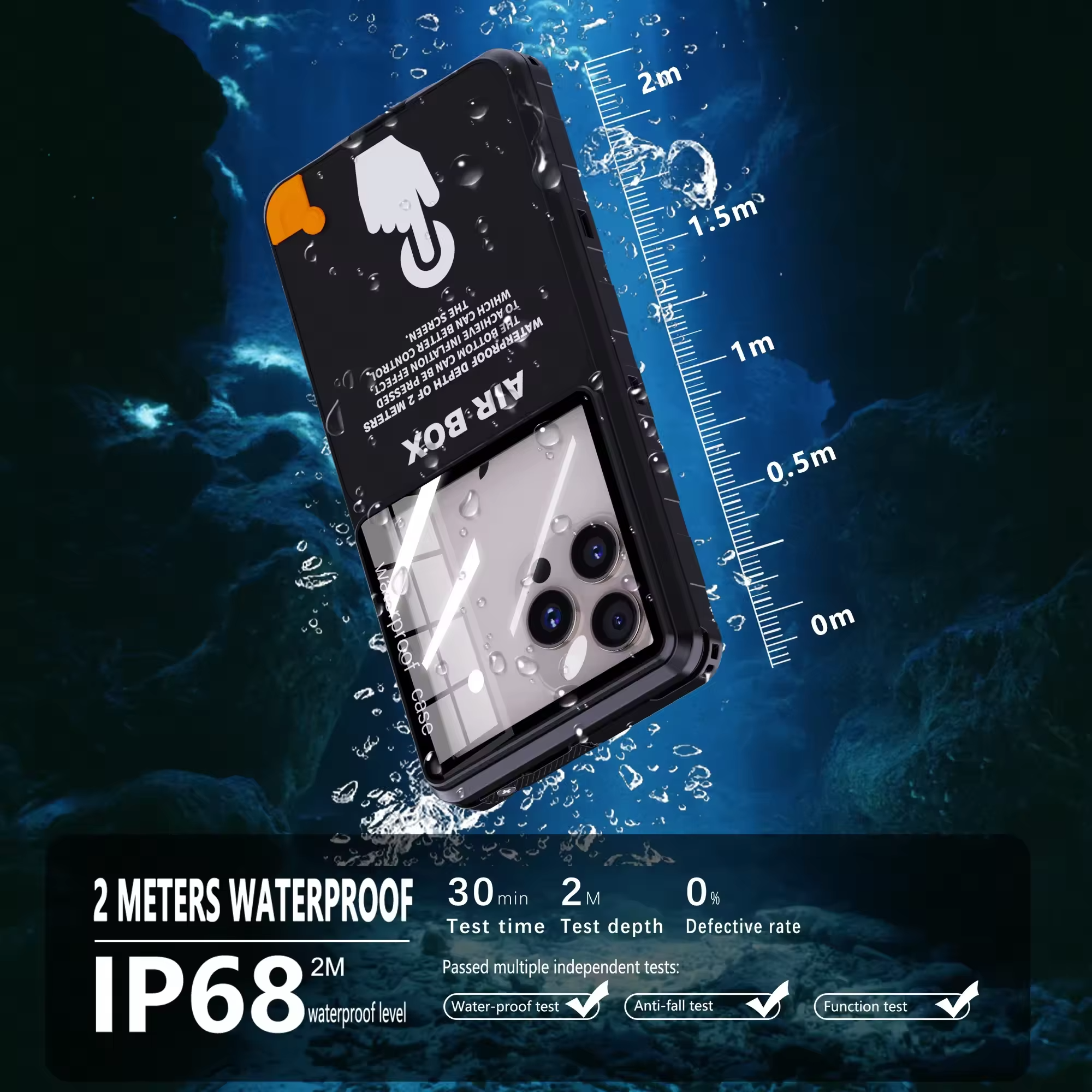 Rugged iPhone IP68 Waterproof Case — Underwater Photography Full Protection, Dropproof Dustproof Design for Outdoor Swimming and Diving