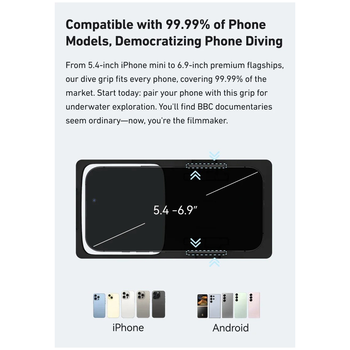 Rugged iPhone Waterproof Case for Diving — TELESIN 20m/65ft Underwater Housing with Bluetooth Photo & Video Control, Full Coverage IP68 Surfing & Snorkeling Protection