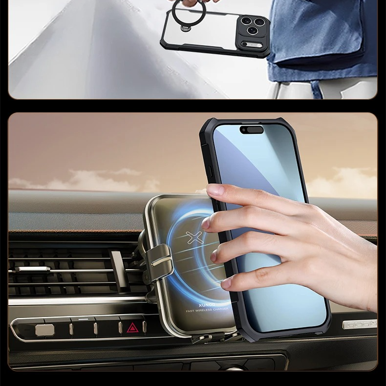 Shockproof Magnetic Clear iPhone Case — Acrylic + TPU Hybrid Back Cover with Anti-Fingerprint Grip and Camera Protection