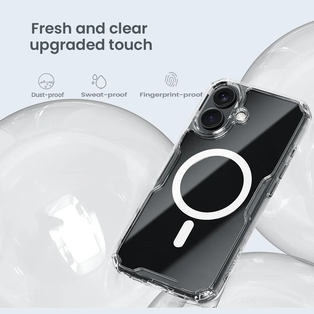 Ultra-Slim Magnetic iPhone Case — Transparent Hybrid TPU+PC Cover with Anti-Drop Airbag Protection, Shockproof Anti-Fingerprint Design