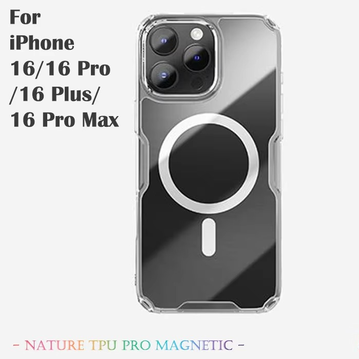 Ultra-Slim Magnetic iPhone Case — Transparent Hybrid TPU+PC Cover with Anti-Drop Airbag Protection, Shockproof Anti-Fingerprint Design