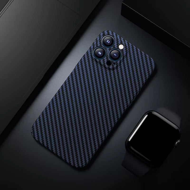 Ultra-Slim iPhone Case Carbon Fiber Matte Finish — 0.3mm Thin Protective Cover, Full Camera Protection, Anti-Fingerprint, Lightweight Non-Slip Design