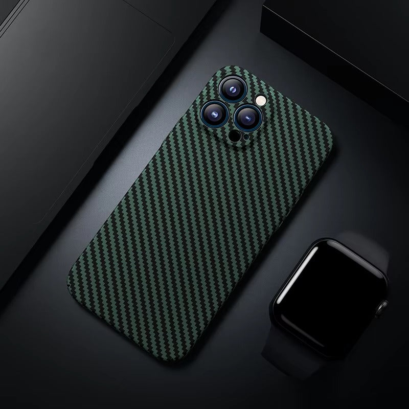 Ultra-Slim iPhone Case Carbon Fiber Matte Finish — 0.3mm Thin Protective Cover, Full Camera Protection, Anti-Fingerprint, Lightweight Non-Slip Design