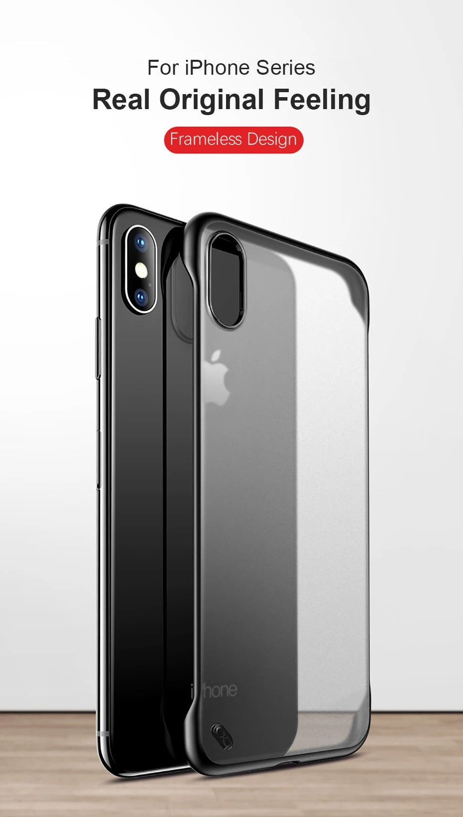 Ultra-Slim iPhone Case Frameless Matte Back Cover — TPU Edge with Hard PC Shell, Lightweight Anti-Fingerprint Design, Scratch-Resistant Non-Slip Protection