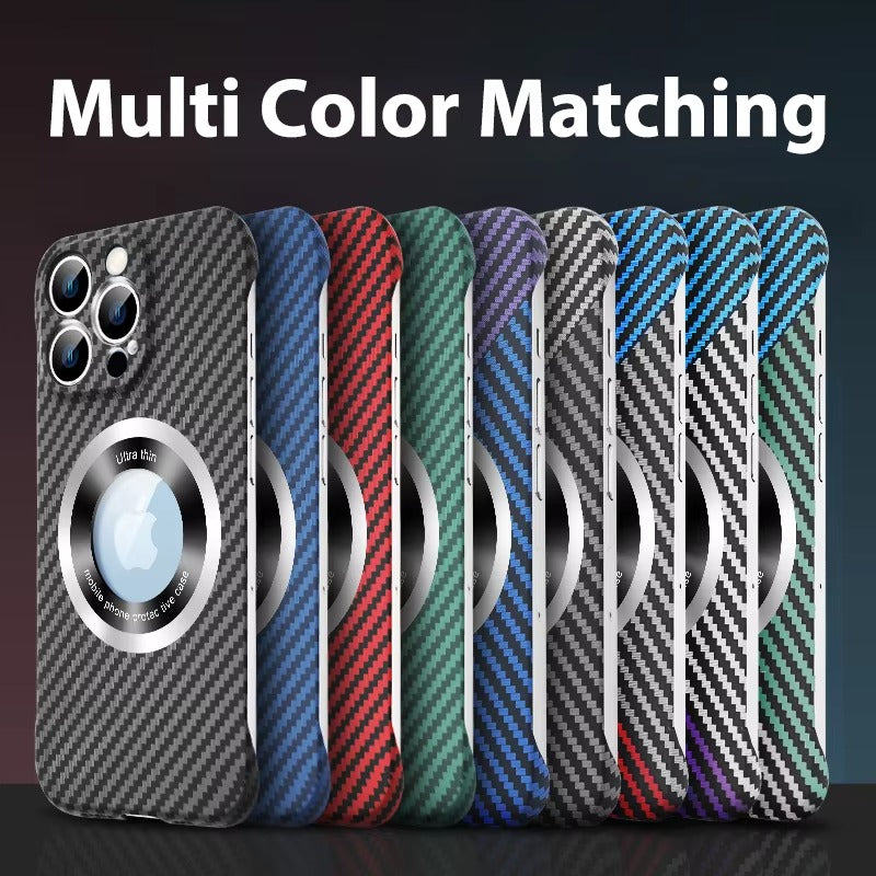 Ultra-Slim iPhone Case MagSafe Compatible Carbon Fiber Cover — Frameless Matte Design, Magnetic Wireless Charging, Cooling Shockproof Anti-Fingerprint Protection