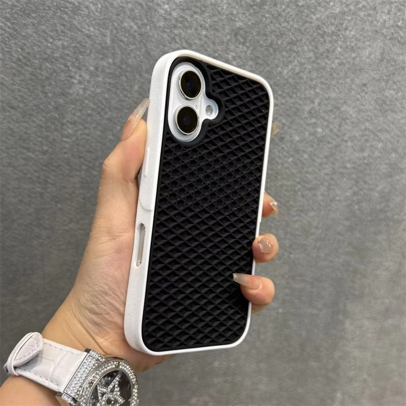 Ultra-Slim iPhone Case Shockproof Non-Slip Grip Protection — Soft Silicone Waffle Sole Texture Cover with Lanyard Wristband, Anti-Scratch Dustproof Design