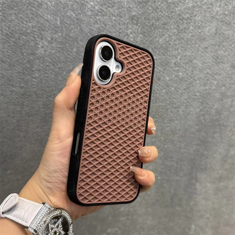 Ultra-Slim iPhone Case Shockproof Non-Slip Grip Protection — Soft Silicone Waffle Sole Texture Cover with Lanyard Wristband, Anti-Scratch Dustproof Design